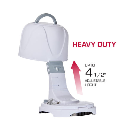 Red by Kiss professional salon bonnet hair dryer showing the close-up of the height adjustment mechanism