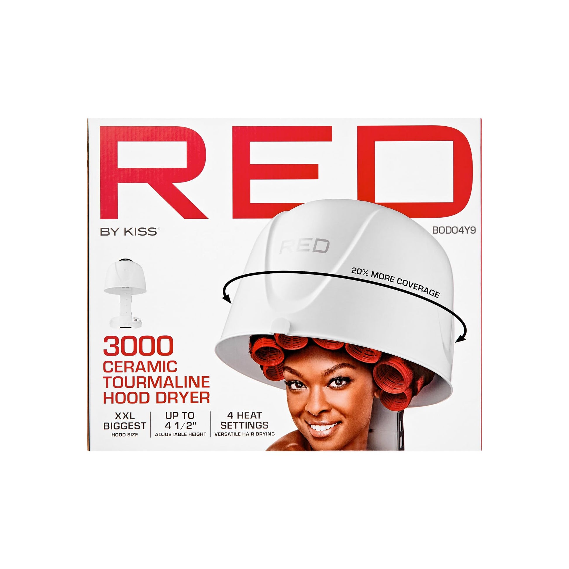 Red by Kiss salon quality hair styling hood dryer packed securely in its official brand retail box packaging