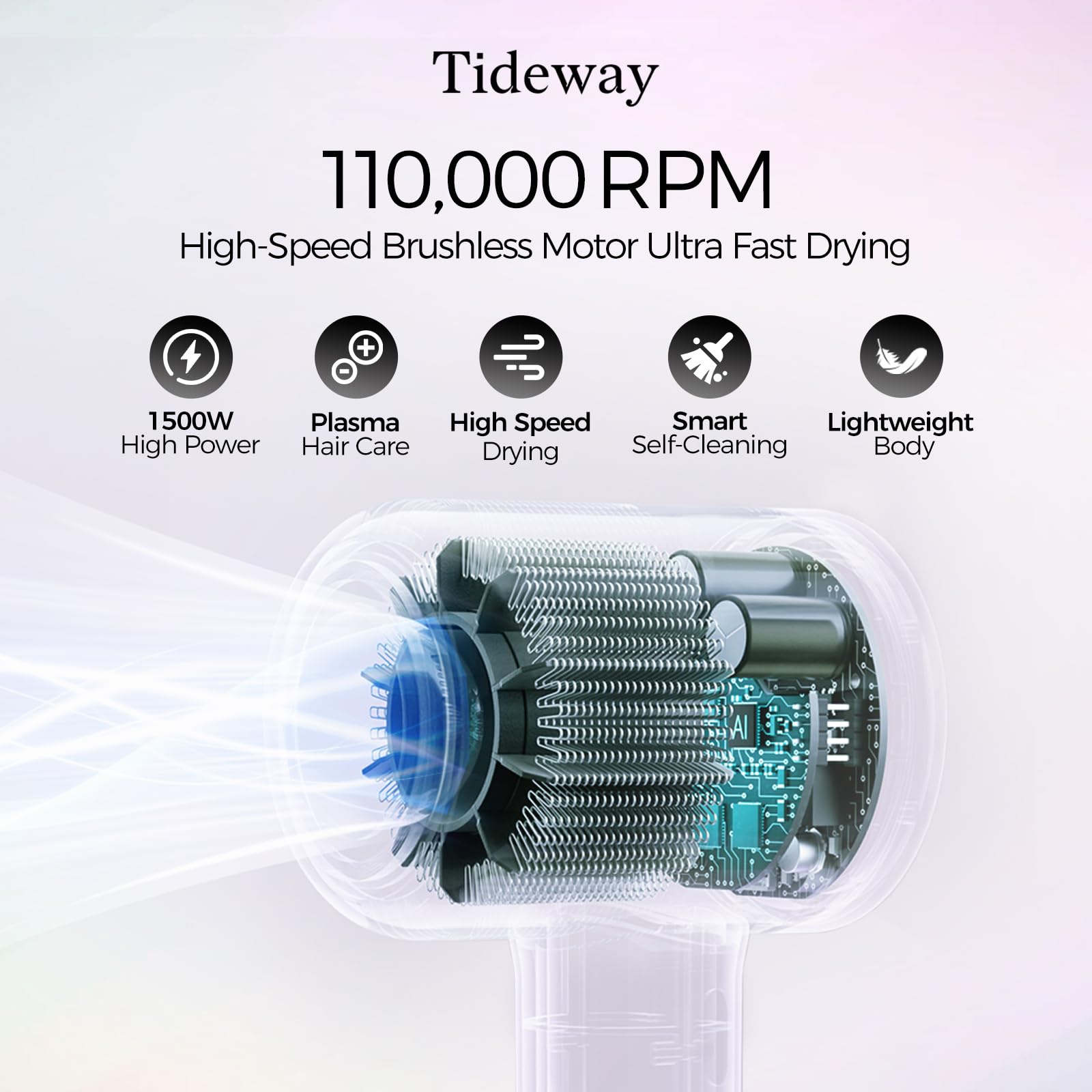 Tideway H11 compact blow dryer showcasing the magnetic diffuser attachment mechanism