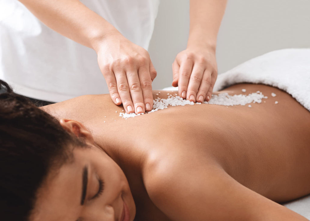 Pure Original Ingredients Epsom Salt shown next to a warm bath soaking setup