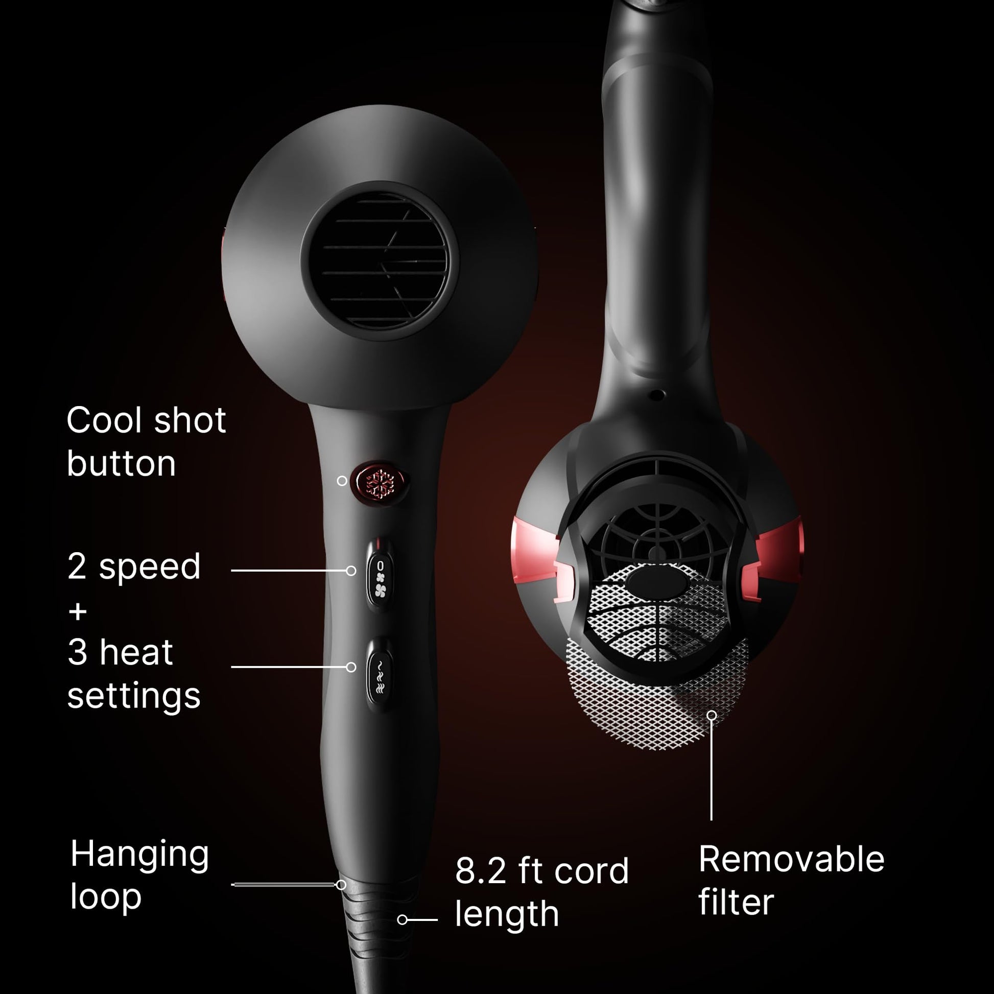 TREZORO ionic hair dryer with diffuser attachment for curly hair styling