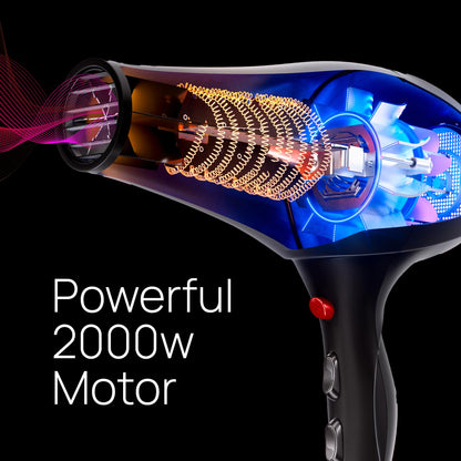 TREZORO blow dryer displaying the long professional power cord configuration