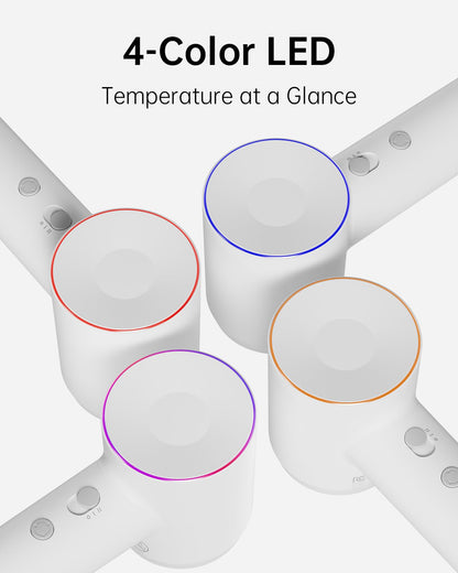 Ergonomic portable travel hair dryer with thermal control button