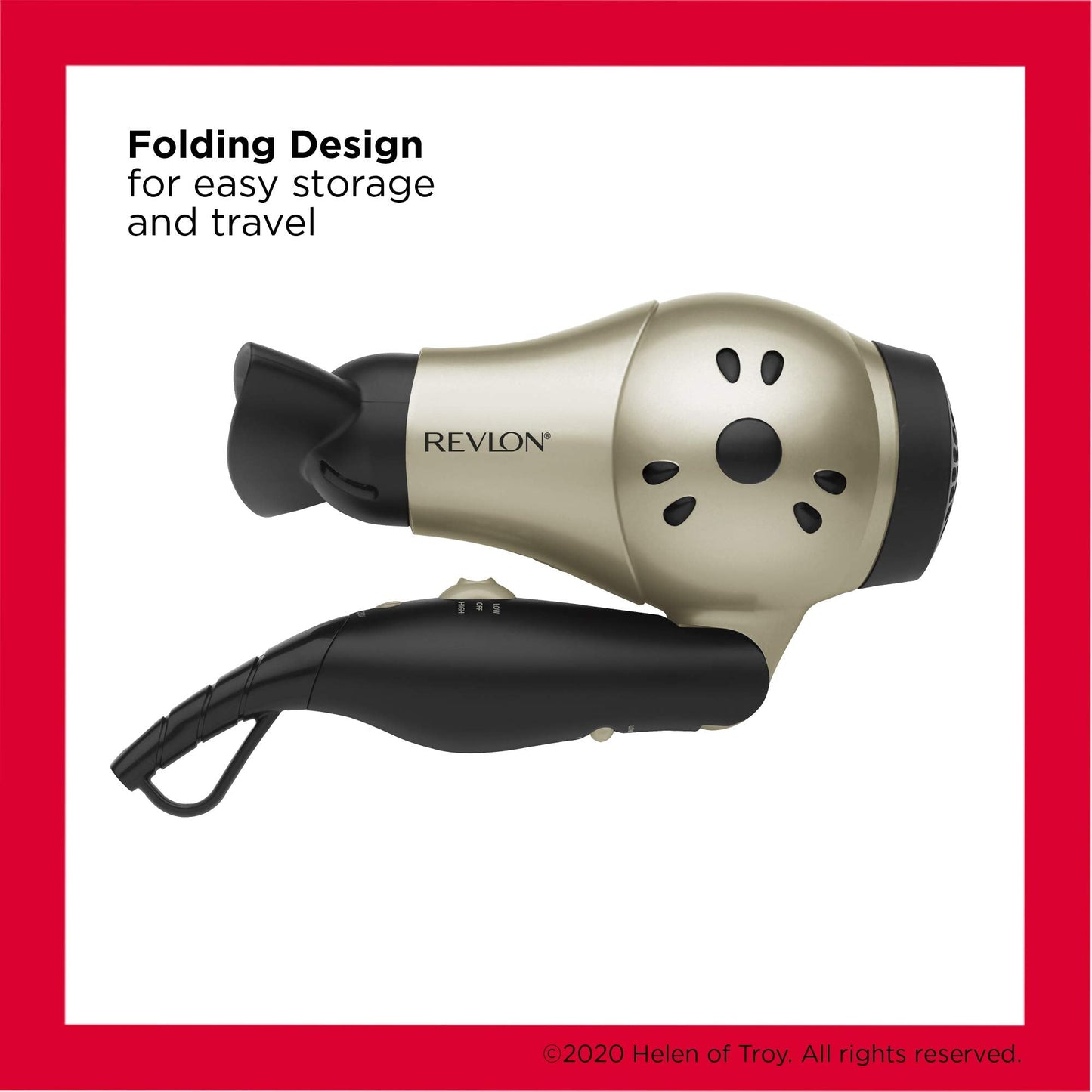 Revlon dual voltage compact styling tool showing the heat control switches