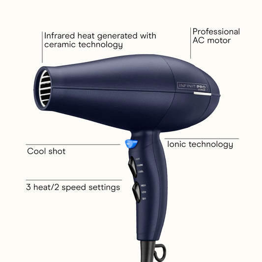 Close up look at the innovative diffuser nozzle attachment on the Conair InfinitiPRO salon performance blow dryer