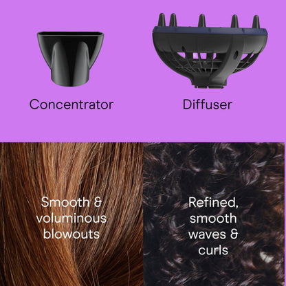 A detailed look at the custom temperature controls and cool shot button on the handle of the Conair 1875W professional dryer