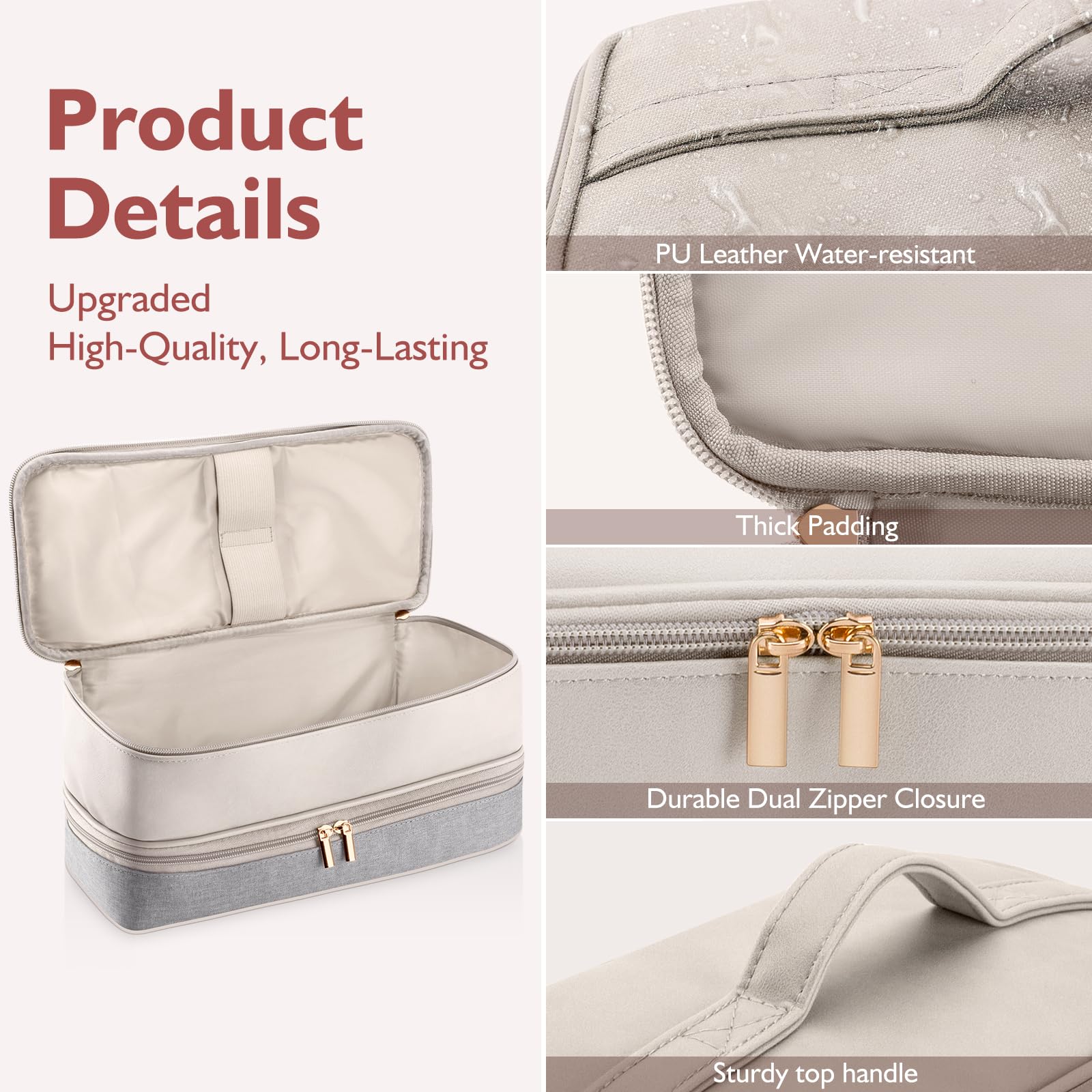Adworte premium hair dryer organizer bag showing water resistant exterior details