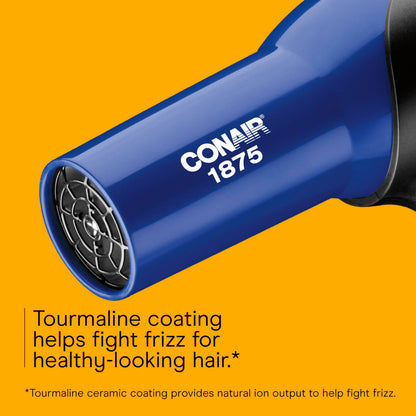 Close up view of the heat and speed switches on the handle of the Conair 1875W dryer