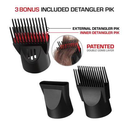 Close up view of the tourmaline ceramic barrel and front nozzle on the Red by Kiss salon dryer.