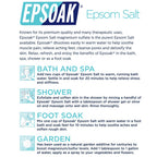 Epsoak Epsom salt bag back label details