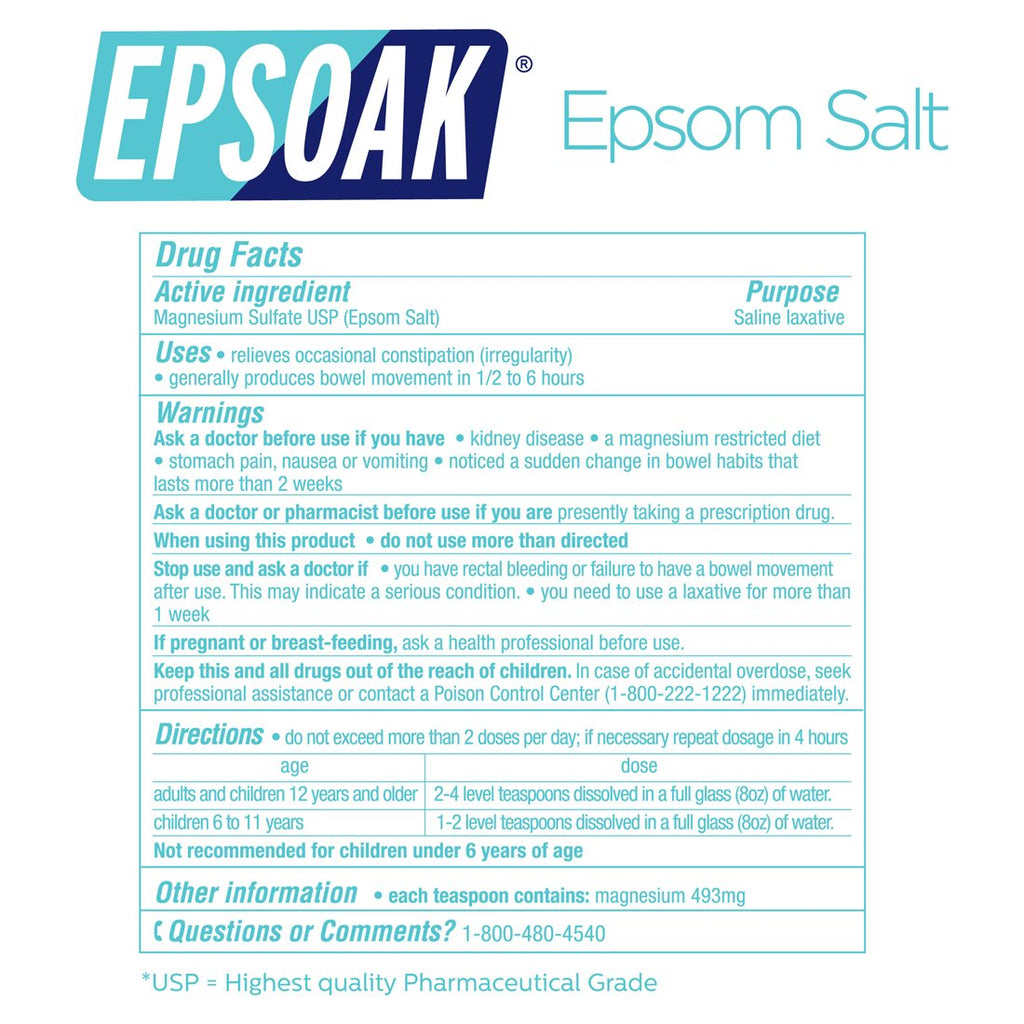 Epsoak therapeutic grade bath salt product display