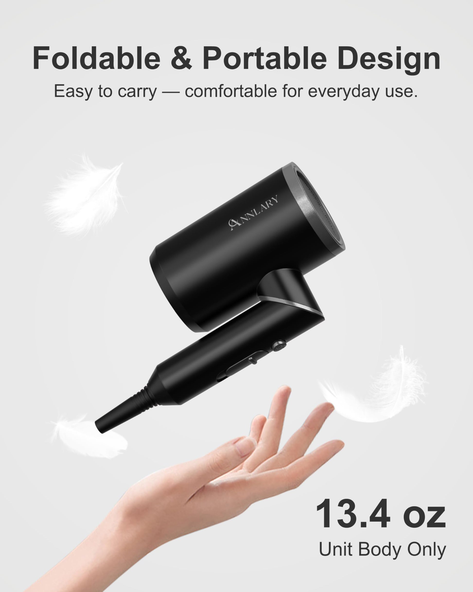 Close up of Annlary hair dryer heat and speed controls