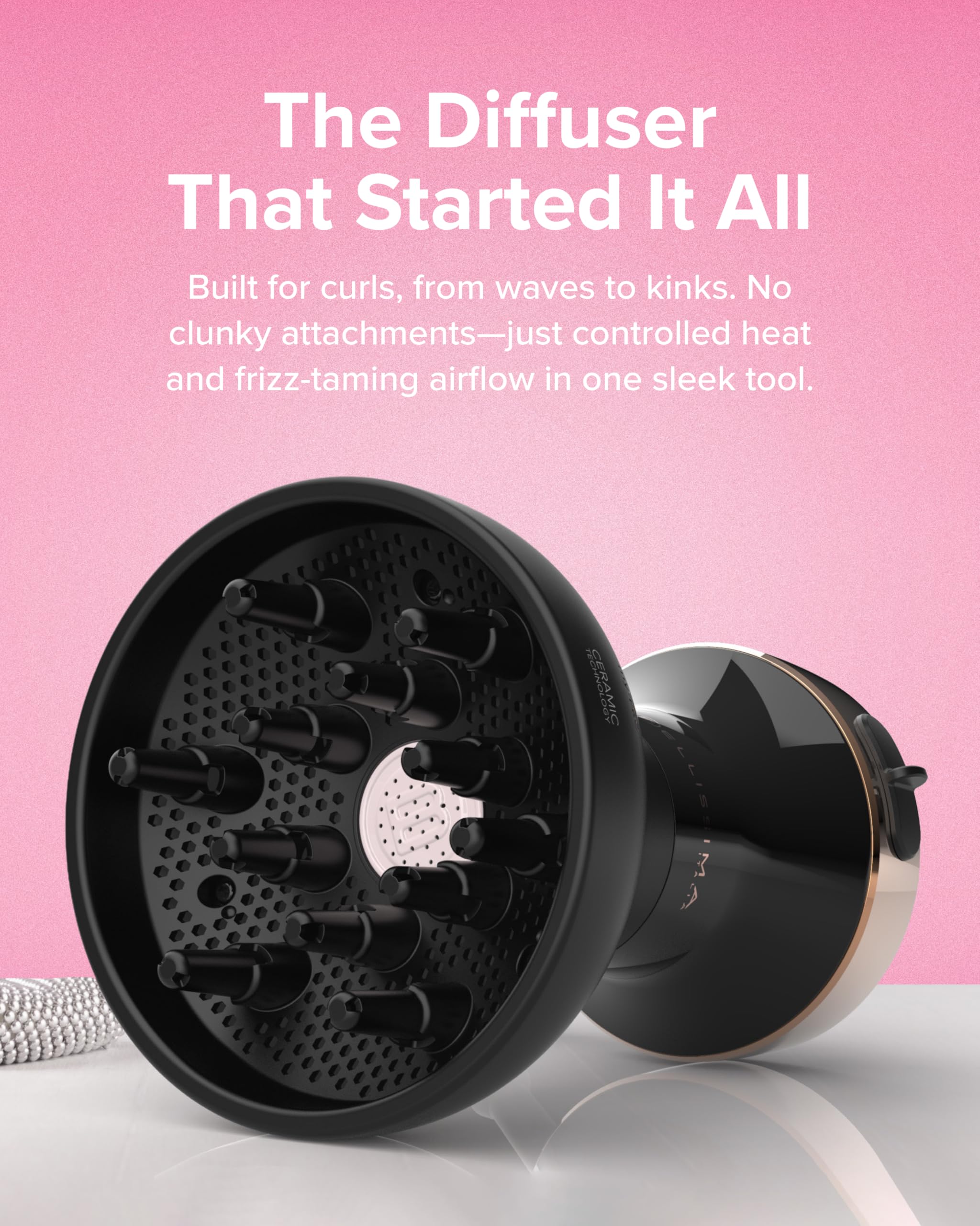 Bellissima Italia Diffon hot air diffuser showing the microperforated grid with one hundred and twelve air outlets.