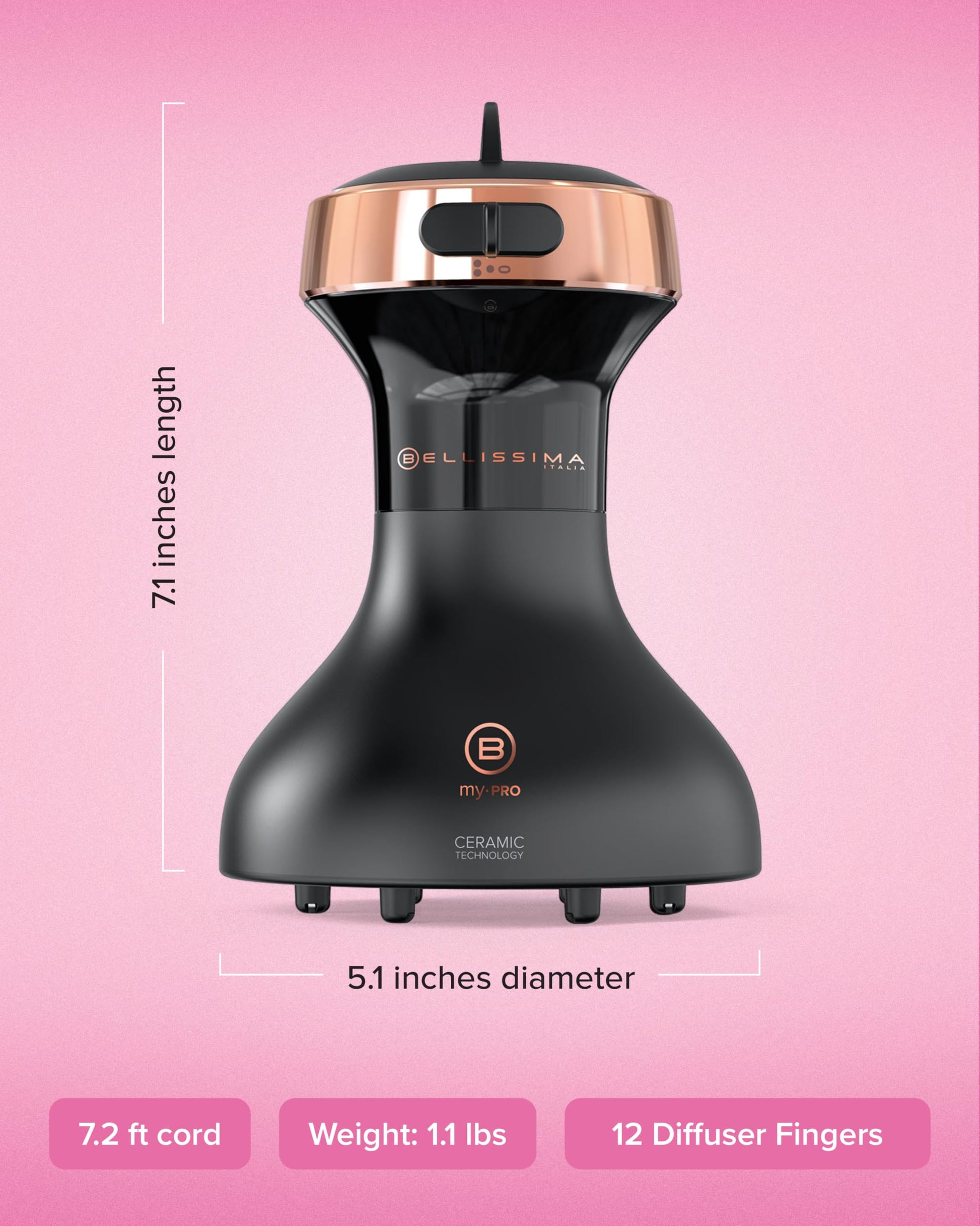 Close up view of the twelve fingers on the integrated diffuser bowl designed for curly hair definition.