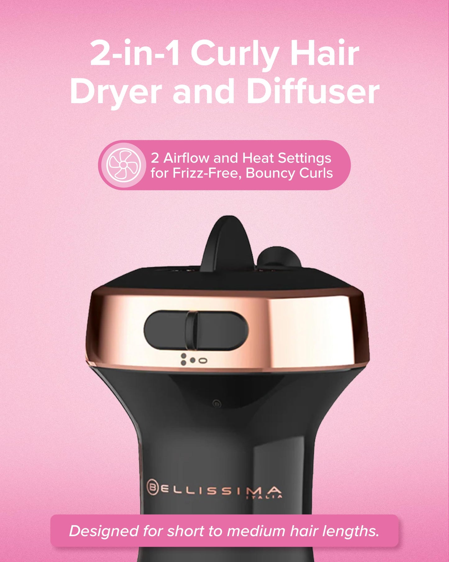 The ceramic argan oil heating technology logo on the premium packaging of the Bellissima Italia hair dryer.