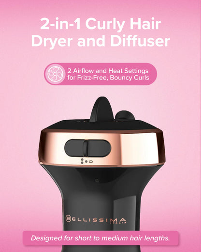 The ceramic argan oil heating technology logo on the premium packaging of the Bellissima Italia hair dryer.