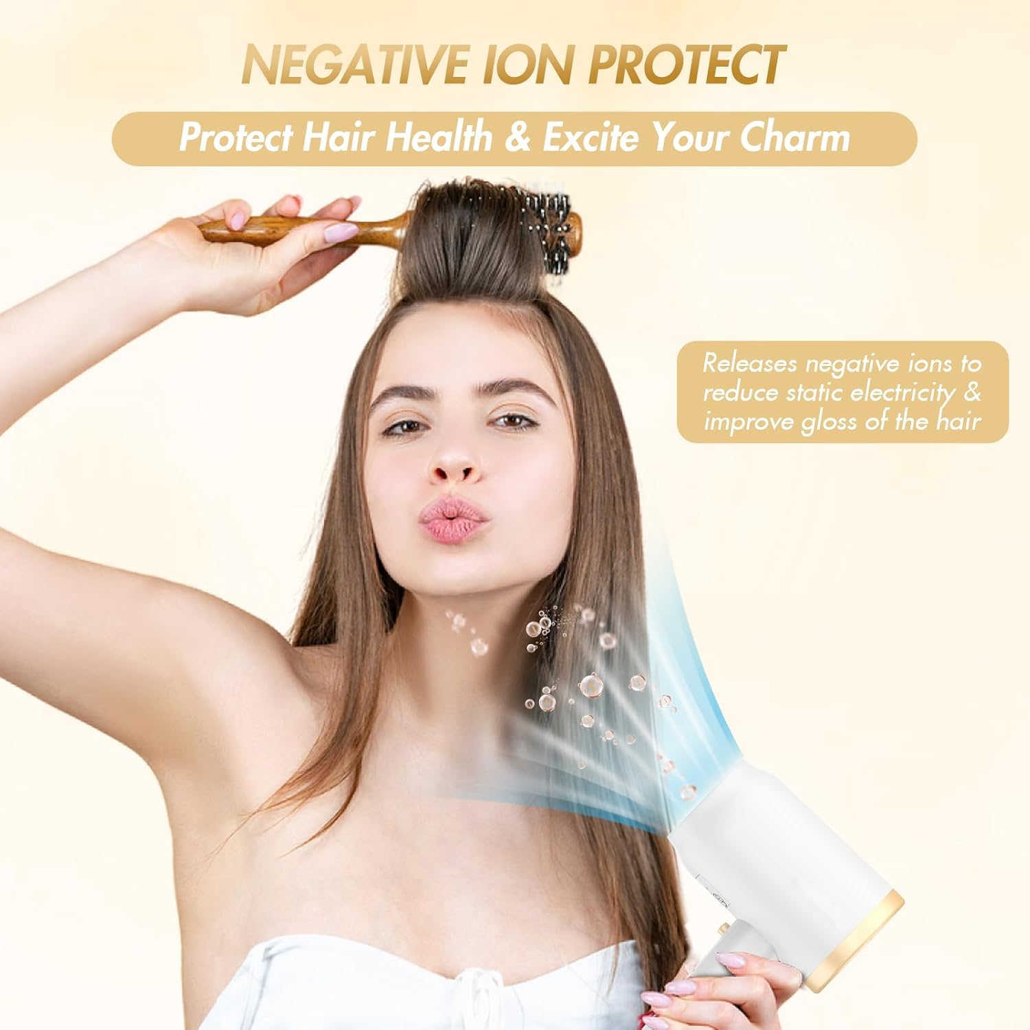 ANIEKIN 1875W hair dryer compact body layout demonstrating its travel friendly size