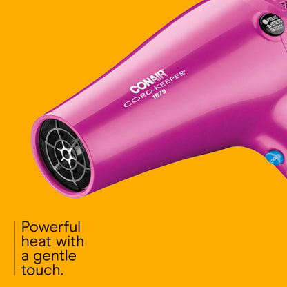 Conair 1875W hair dryer pink side view showing control buttons