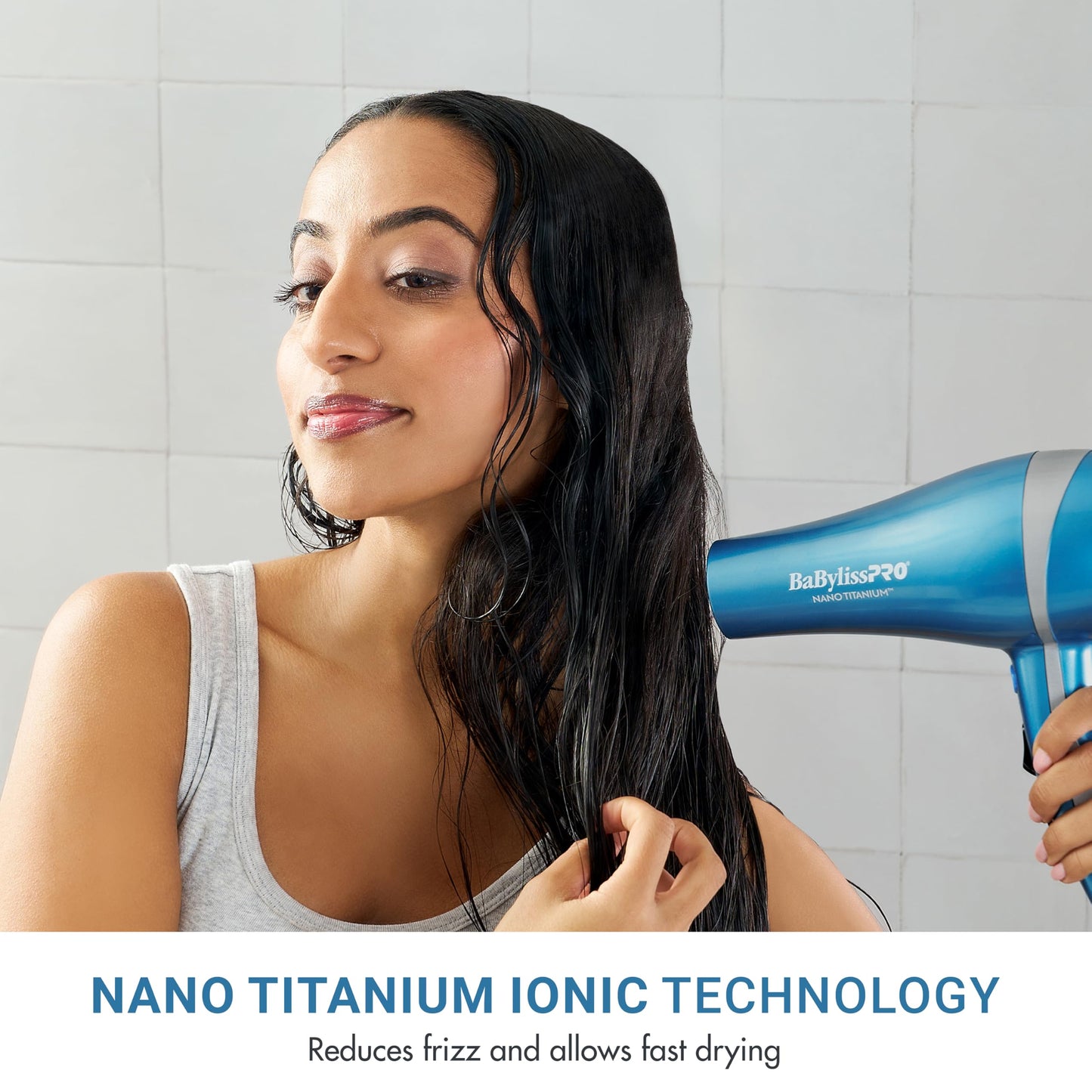 Side profile of the BaBylissPRO professional ionic blow dryer highlighting the speed and heat switches