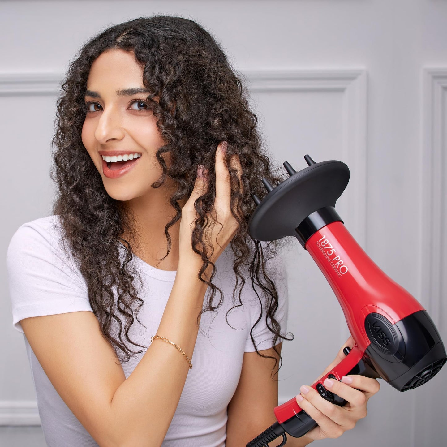 KISS professional ceramic blow dryer with attached volume diffuser nozzle