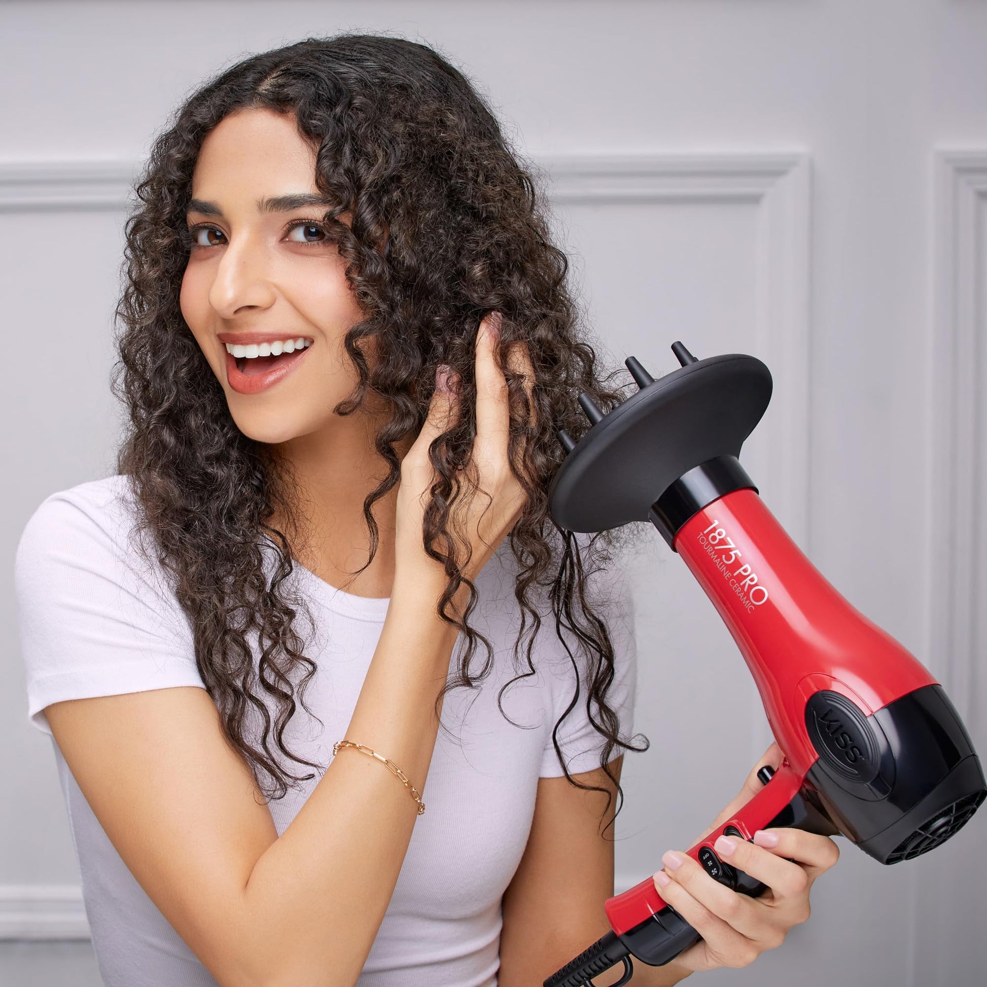 KISS professional ceramic blow dryer with attached volume diffuser nozzle
