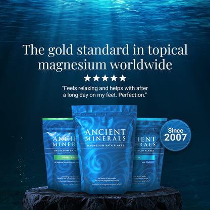 Foot soak ritual with Ancient Minerals magnesium flakes