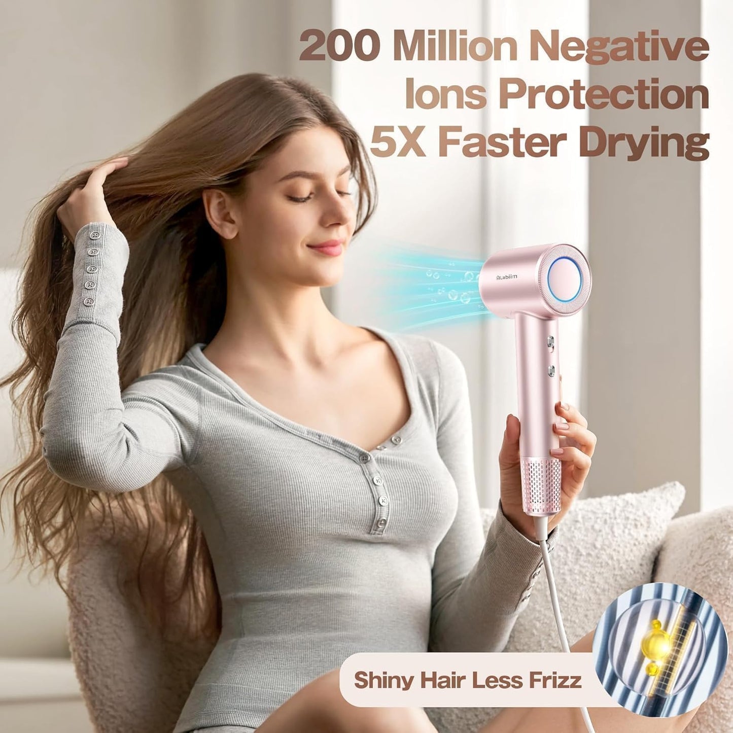 Close up of Labiim ionic hair dryer nozzle attachment