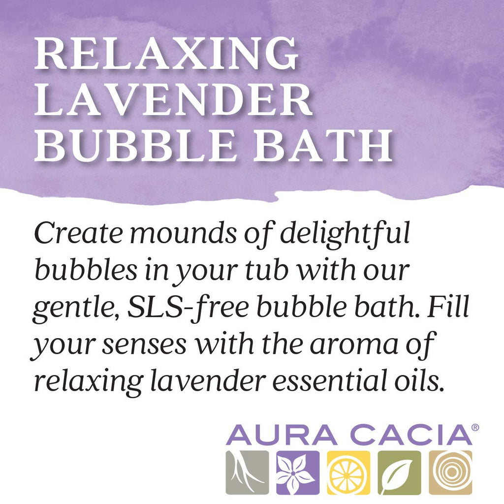 Aura Cacia lavender bubble bath texture and foam showcase