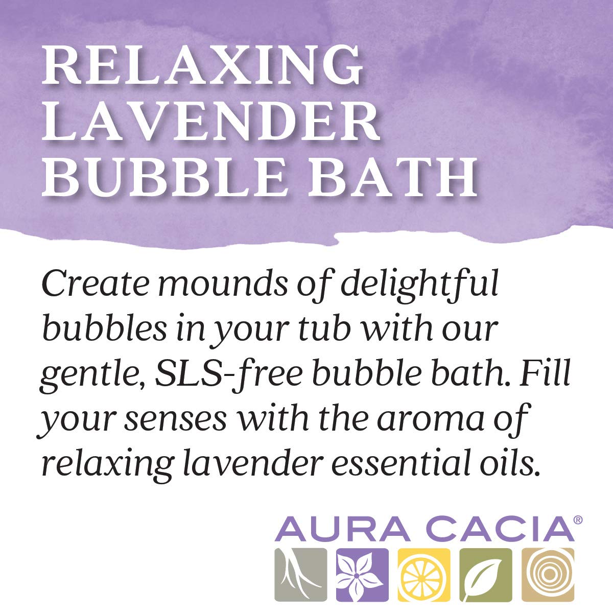Aura Cacia lavender bubble bath texture and foam showcase