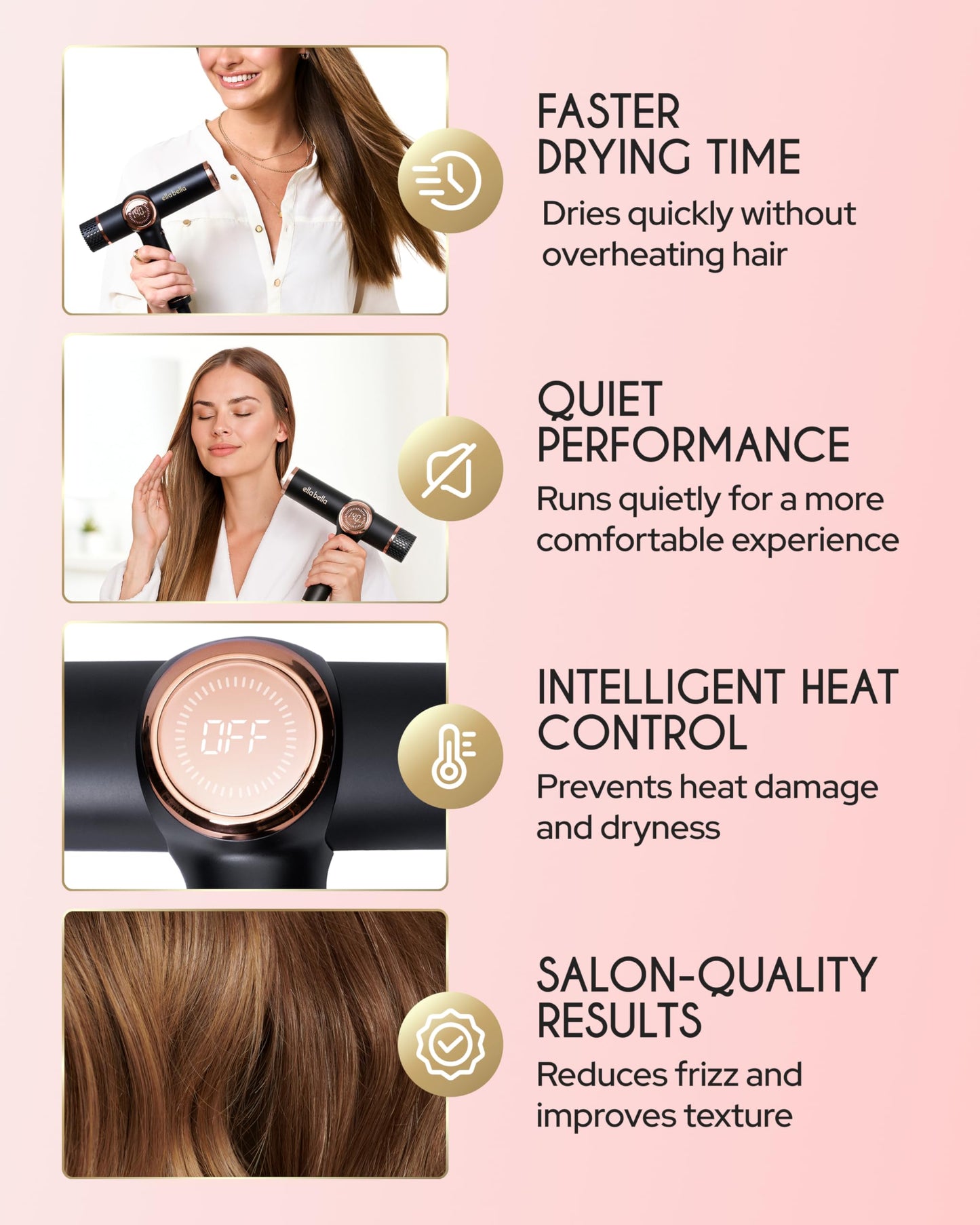 Ella Bella negative ion blow dryer with professional diffuser attachment fixed