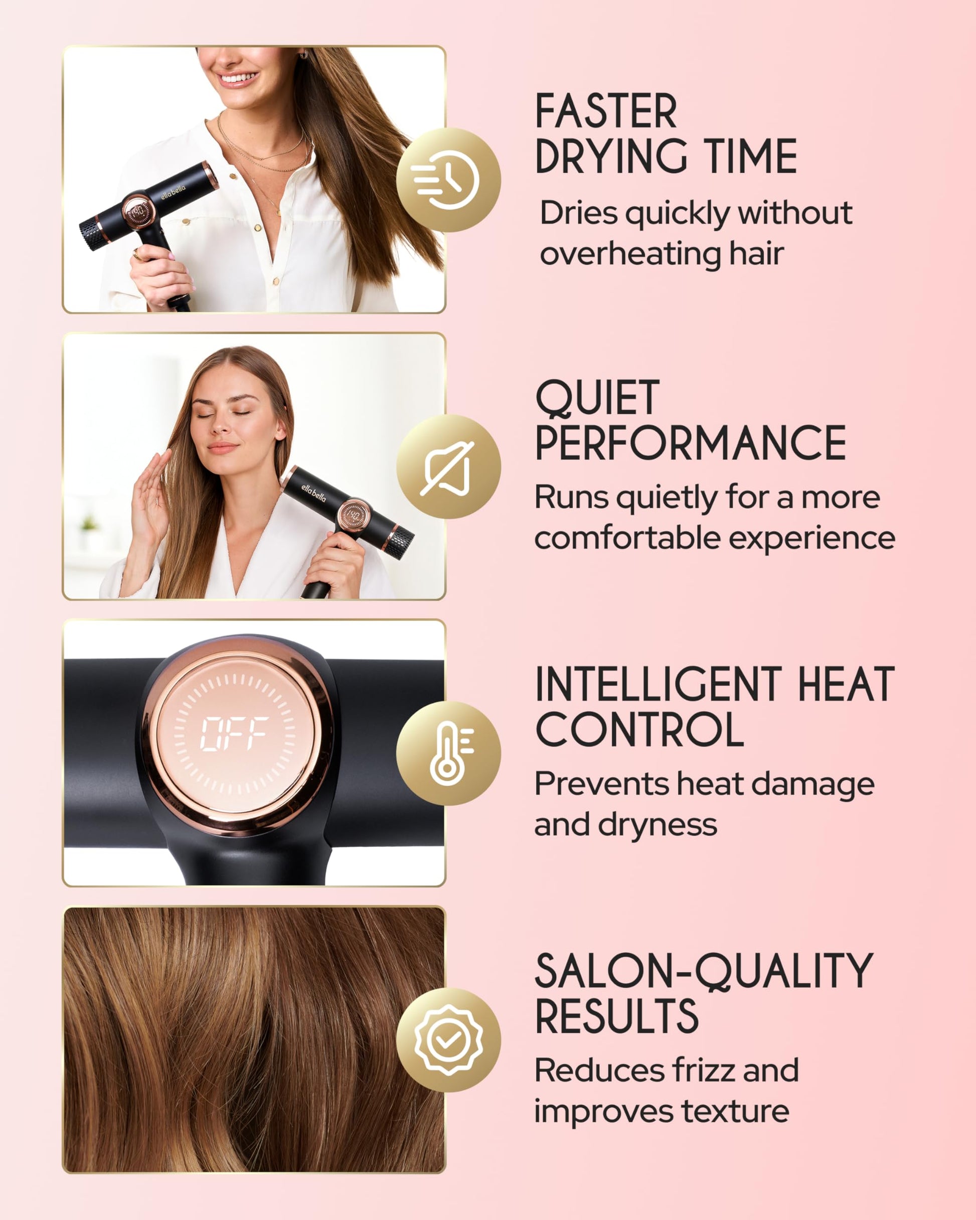 Ella Bella negative ion blow dryer with professional diffuser attachment fixed