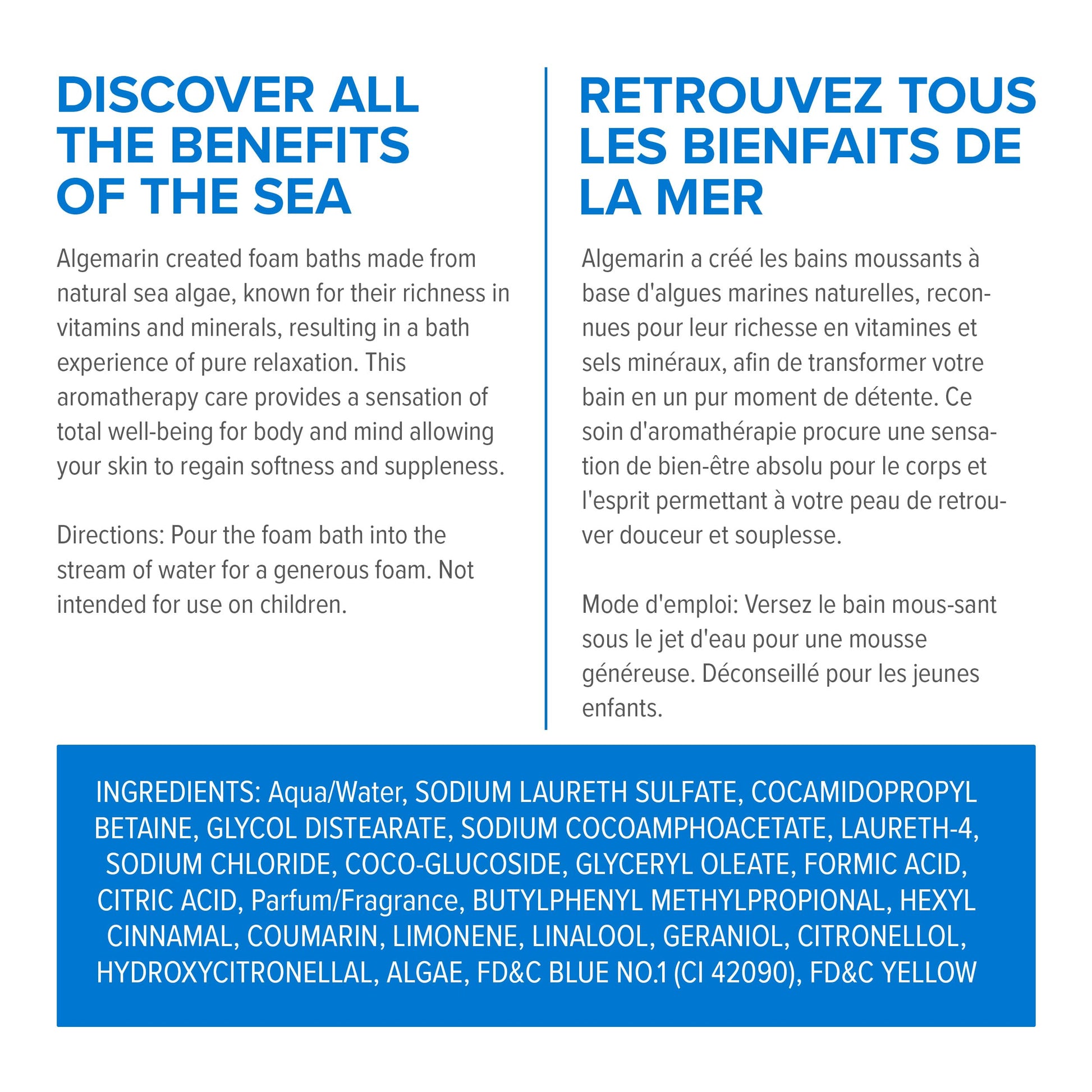 Algemarin European Sea Aromatherapy foam bath packaging