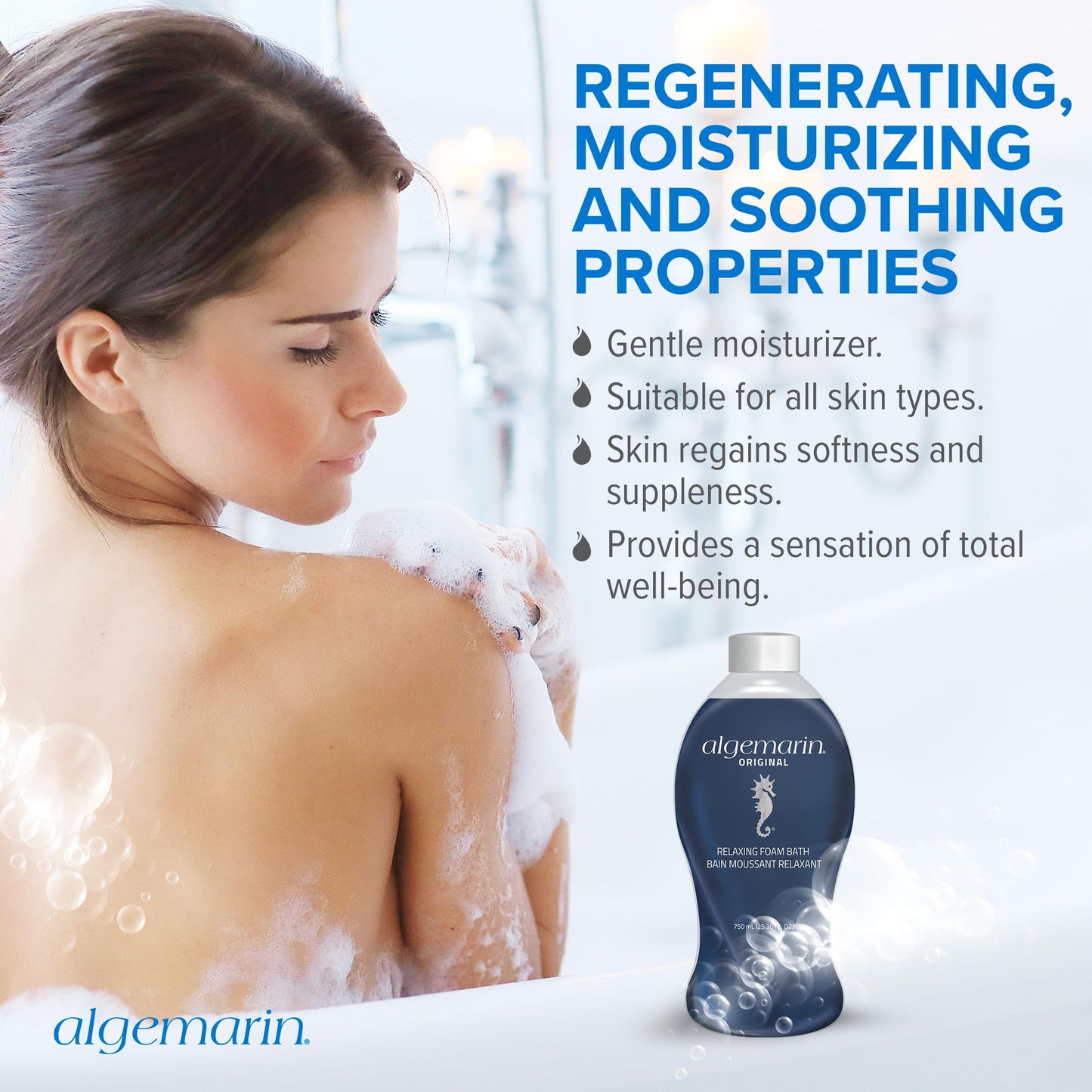 Back view of Algemarin Original Scent bottle with ingredients