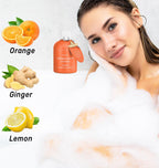 Close-up of rich citrus bubble bath foam lather in a bathtub
