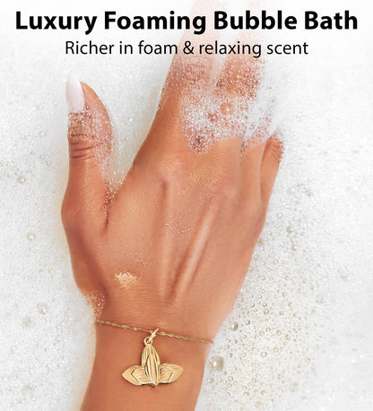 Close up of New Miuz detox bubble bath branding
