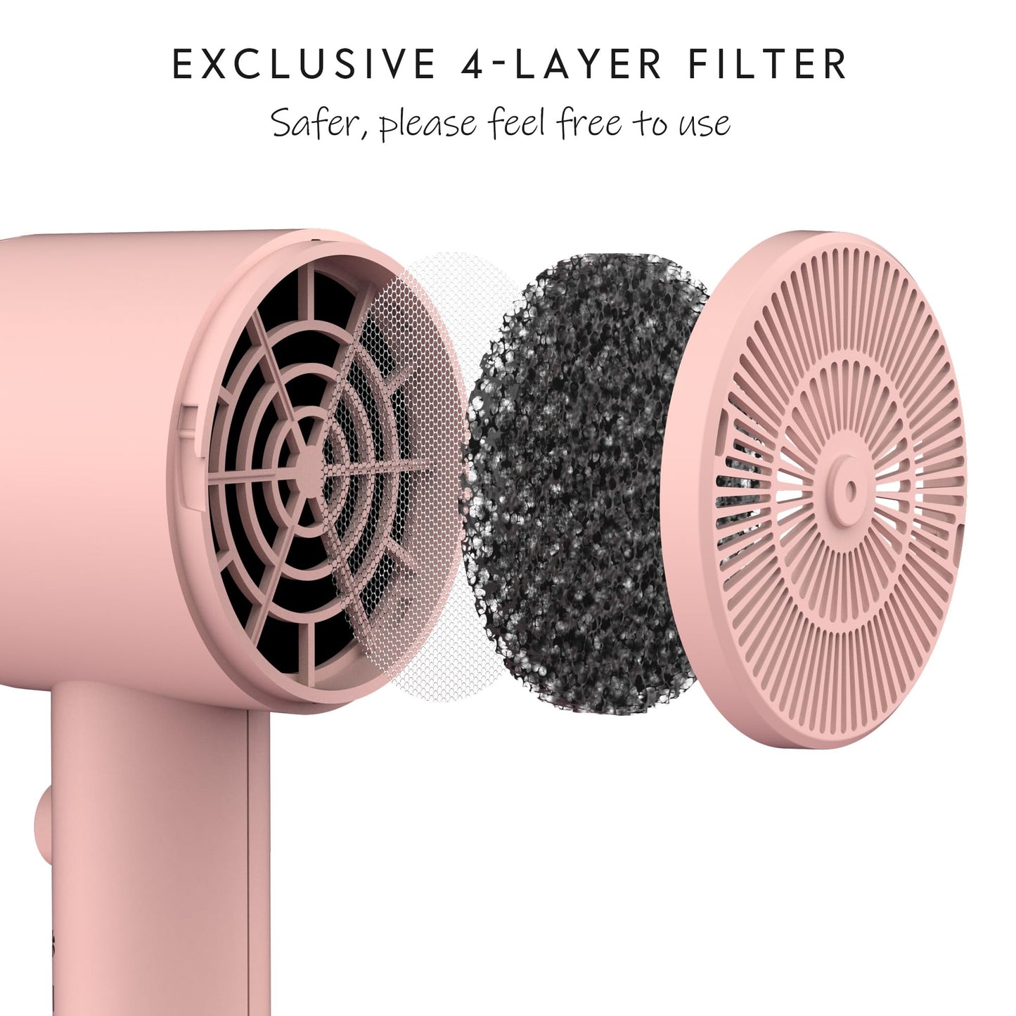 Folded AINA ionic blow dryer showing compact design for travel