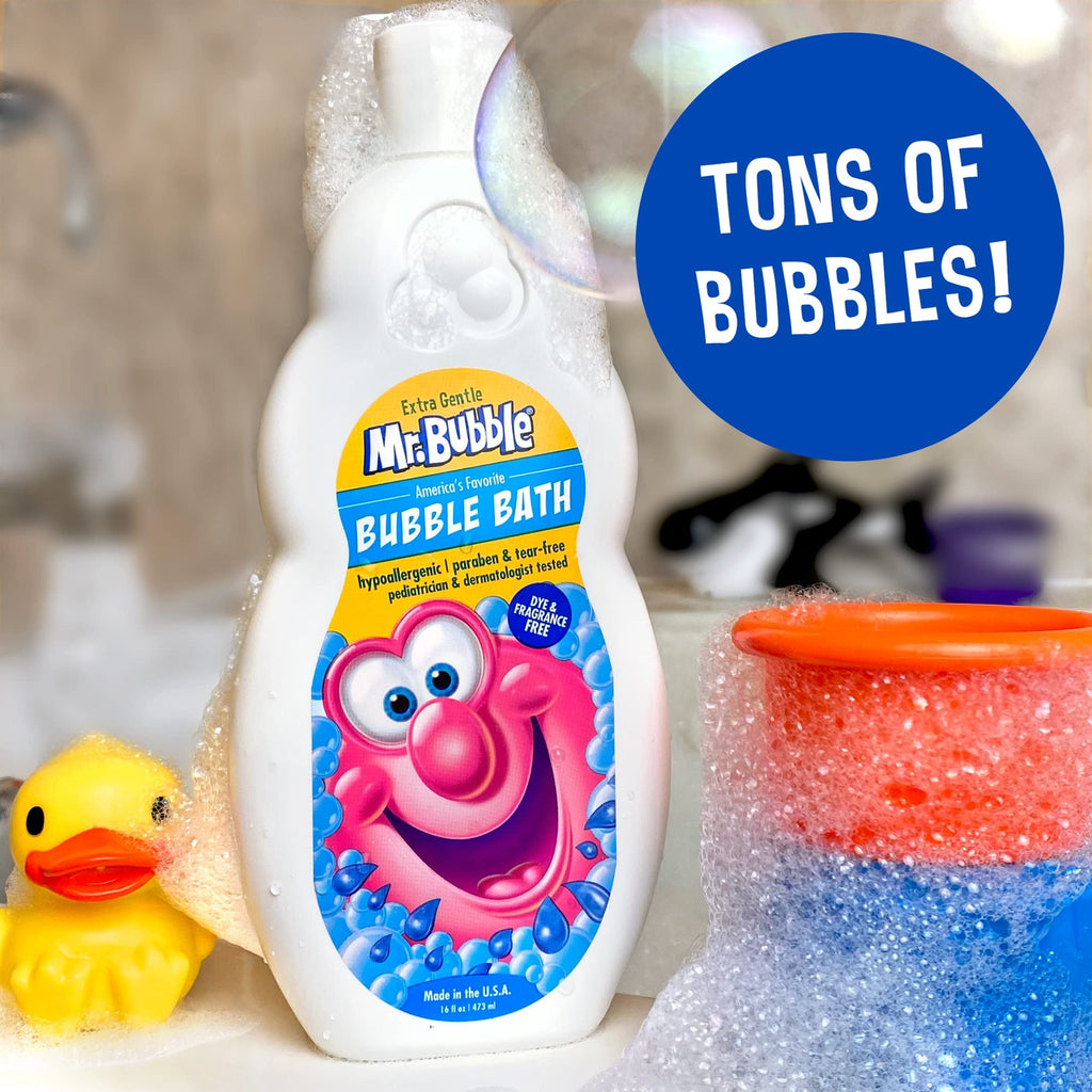 Mr. Bubble hypoallergenic formula bottle close up