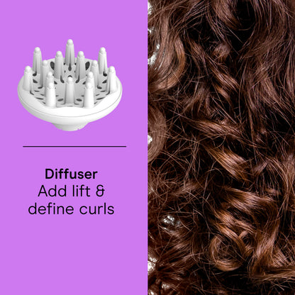 Conair white and rose gold beauty appliance being held for side profile view