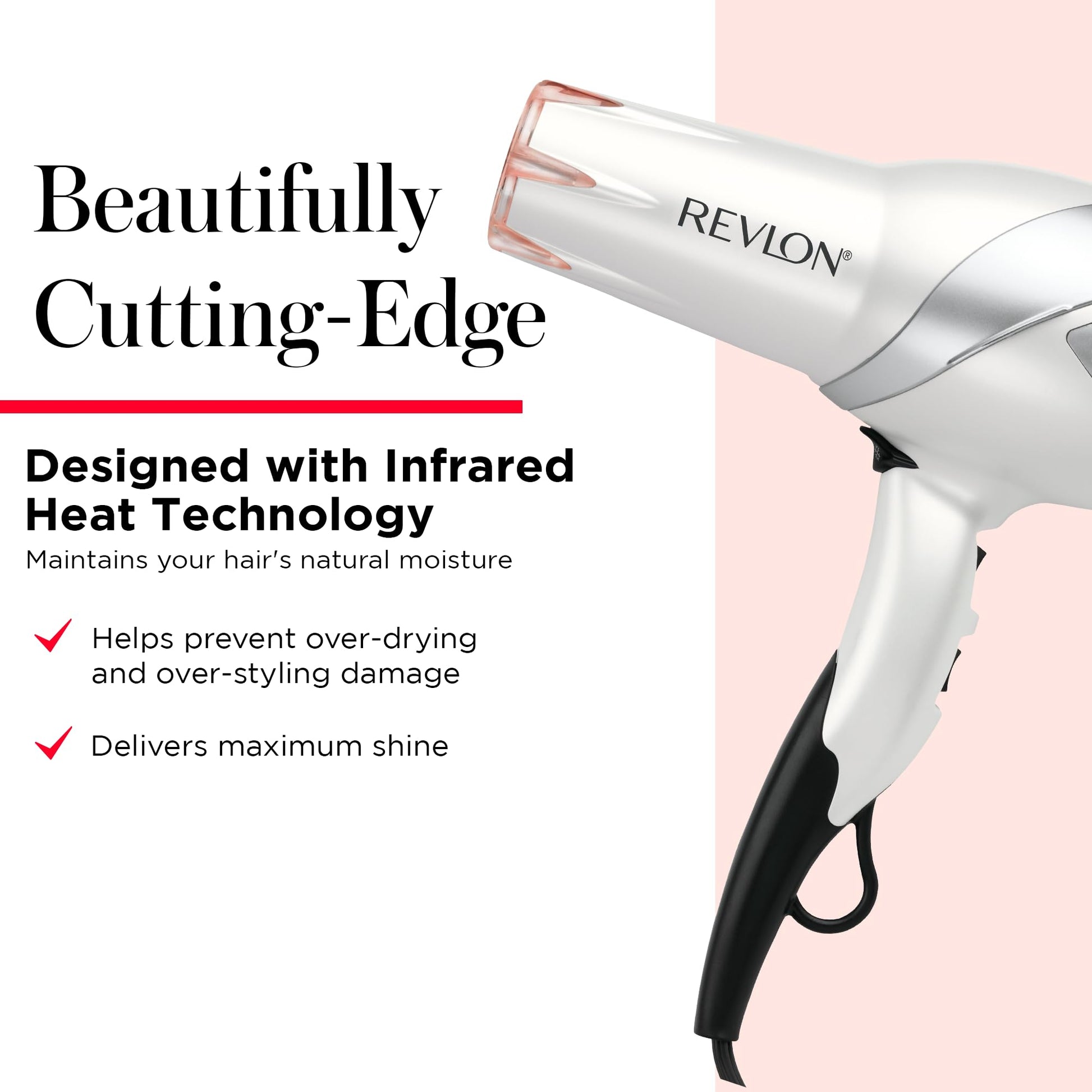 Revlon white blow dryer with attached finger diffuser for curly hair styling.