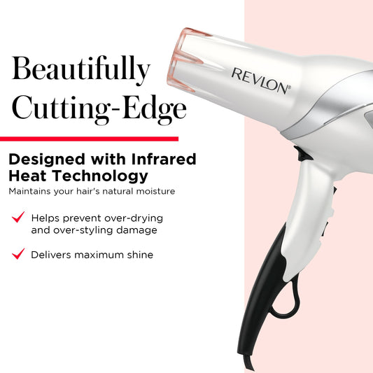Revlon white blow dryer with attached finger diffuser for curly hair styling.