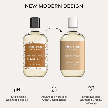 Side profile of Deep Steep 17 Fluid Ounce bubble bath bottle