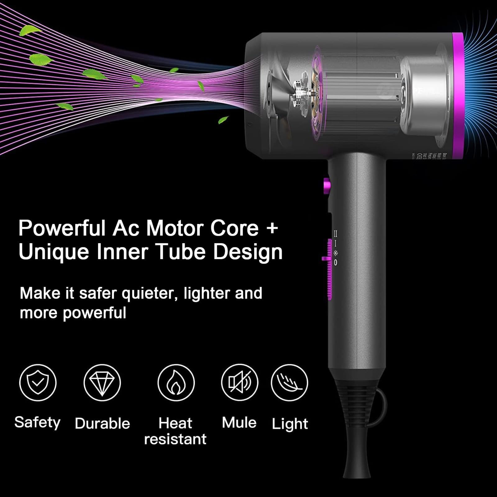 Slopehill 1800W blow dryer showing magnetic concentrator nozzle attachments