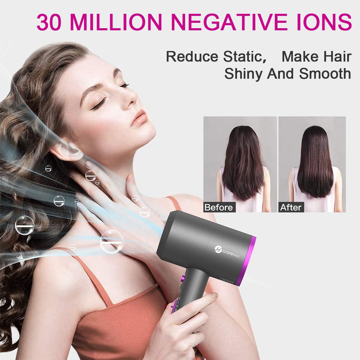 Slopehill fast drying hair dryer with diffuser attachment for curly hair styling