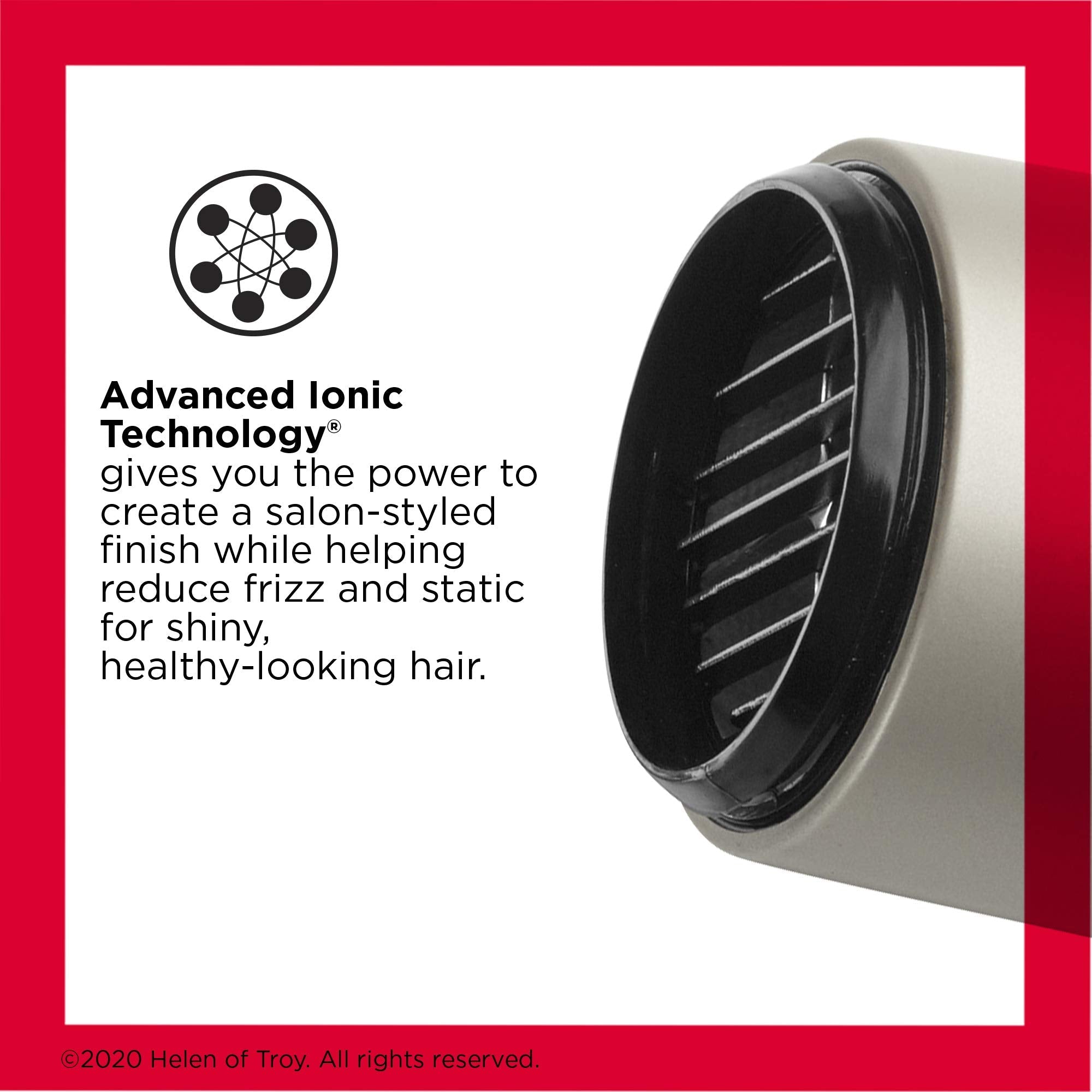 Revlon 1875W ionic blow dryer angled perspective highlighting the turbo boost button.