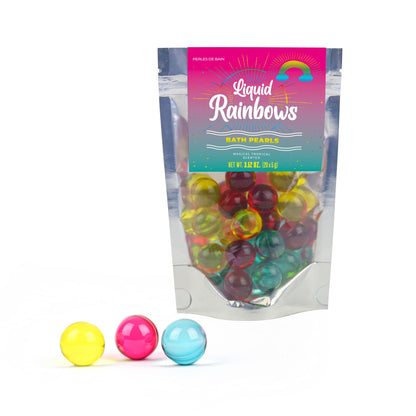 Packaging detail of Gift Republic Liquid Spirit Rainbow Bath Pearls 20-count