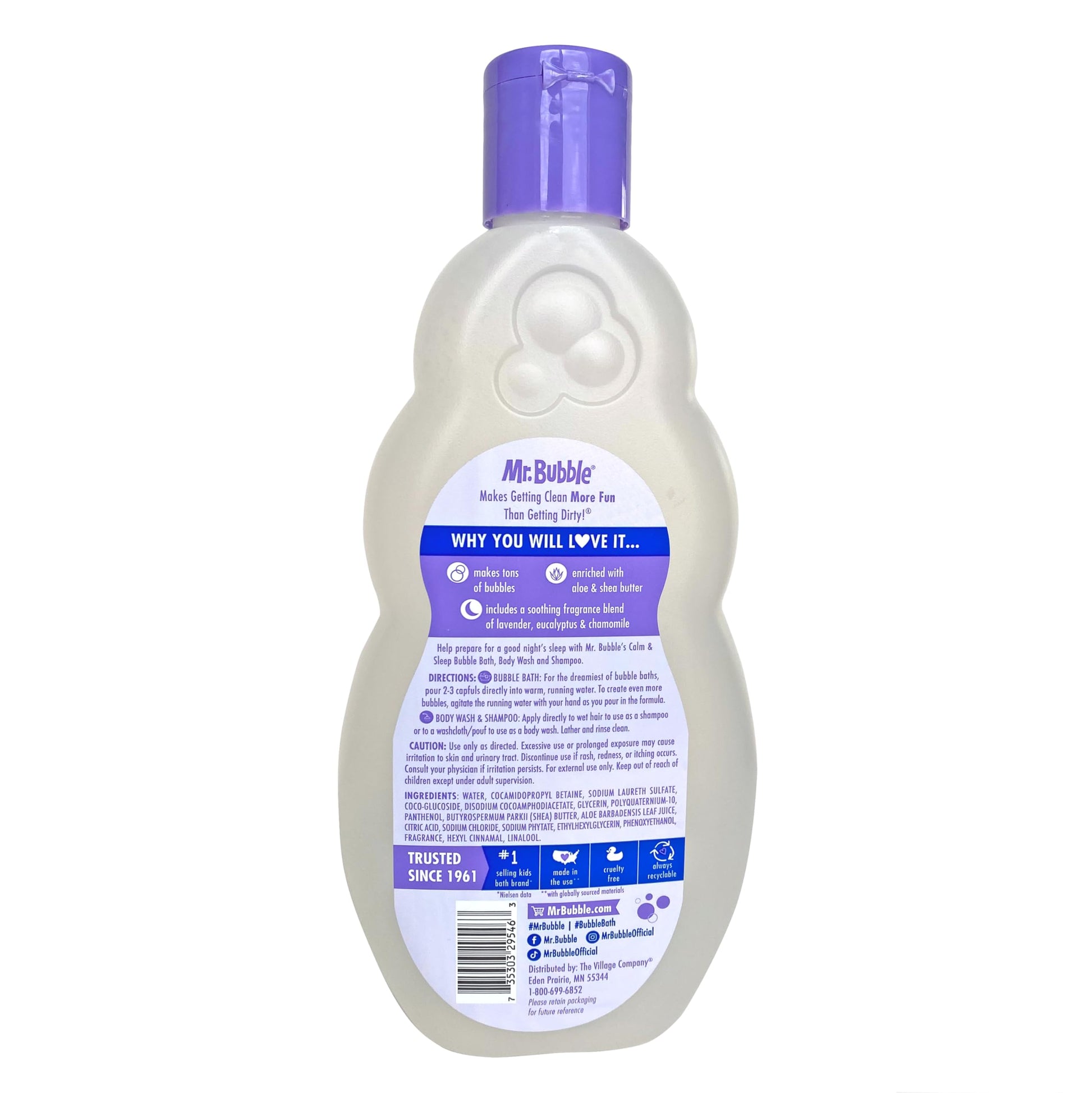 Side profile of Mr. Bubble 16 fluid ounce bottles