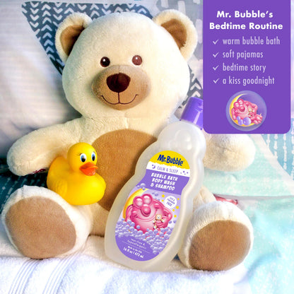 Close up of Mr. Bubble Calm and Sleep 3 in 1 packaging features