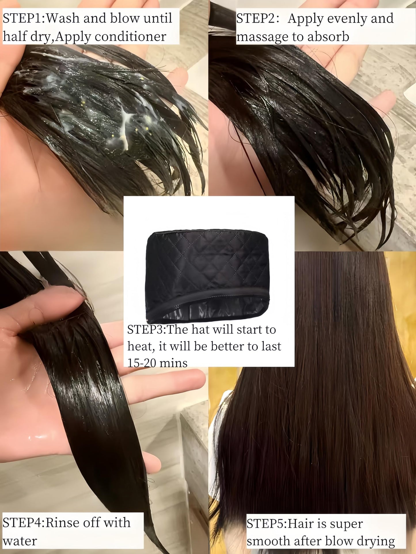 Soft velvet interior lining of the Ylmaphyree hair spa treatment cap.