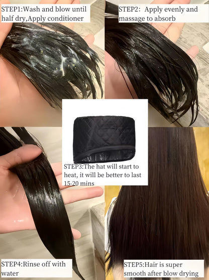 Soft velvet interior lining of the Ylmaphyree hair spa treatment cap.