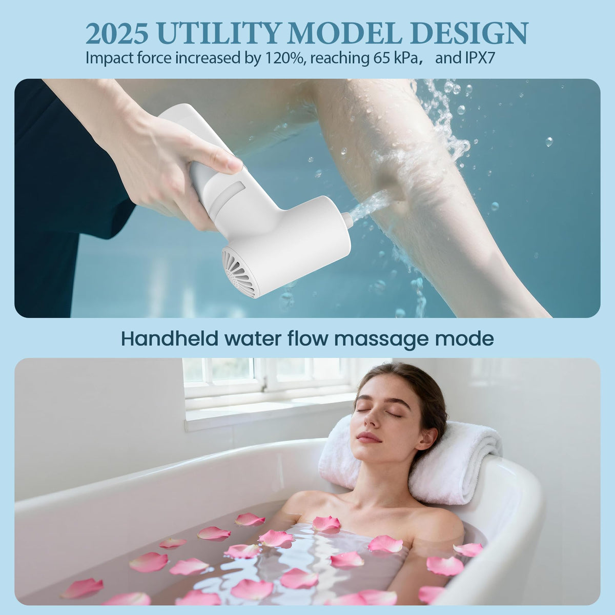 BeiliuDevise cordless portable bathtub jet showing suction cup base